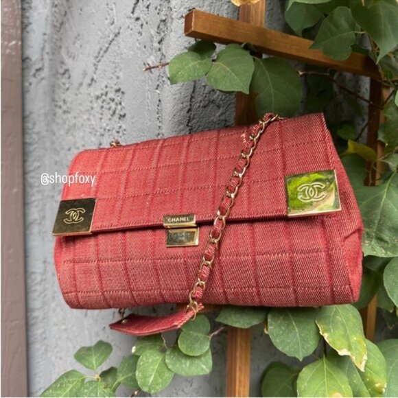Chanel Vintage Denim Chocolate Bar Quilt Single Flap Shoulder Bag - Picture 1 of 16